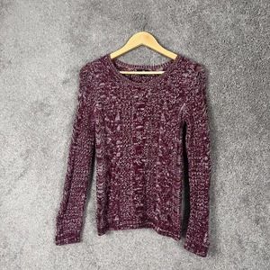 Gap Sweater Womens Small Red Maroon Long Sleeve Chunky Knit V-Neck Pull Over